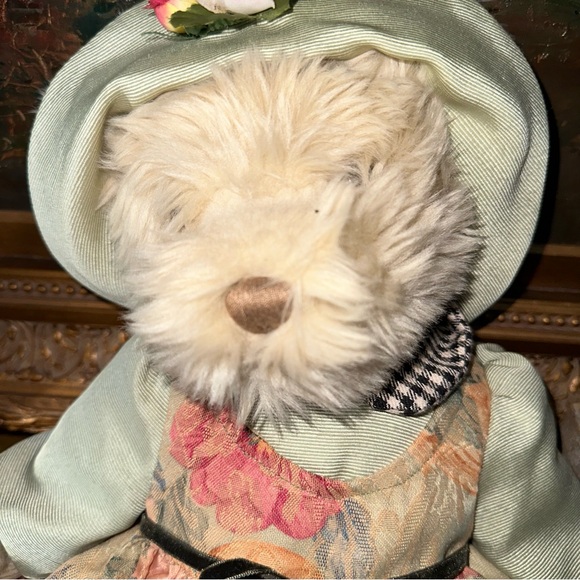 Russ Brand Miss Mayberry Teddy bear Dress Ribbon Hat Flowers RARE VINTAGE HTF - Picture 5 of 5